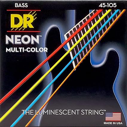 DR_Neon_NMCB5-45-105_Jeu de 4 cordes multicolores pour Guitare Basse électrique