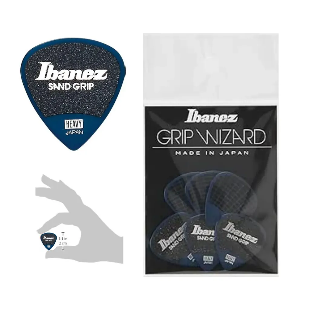 Ibanez_PPA16HSG_Jeu de 6 médiators Professionnels GRIP WIZARD à grip sablé (1.0mm) (BLEU FONCE)