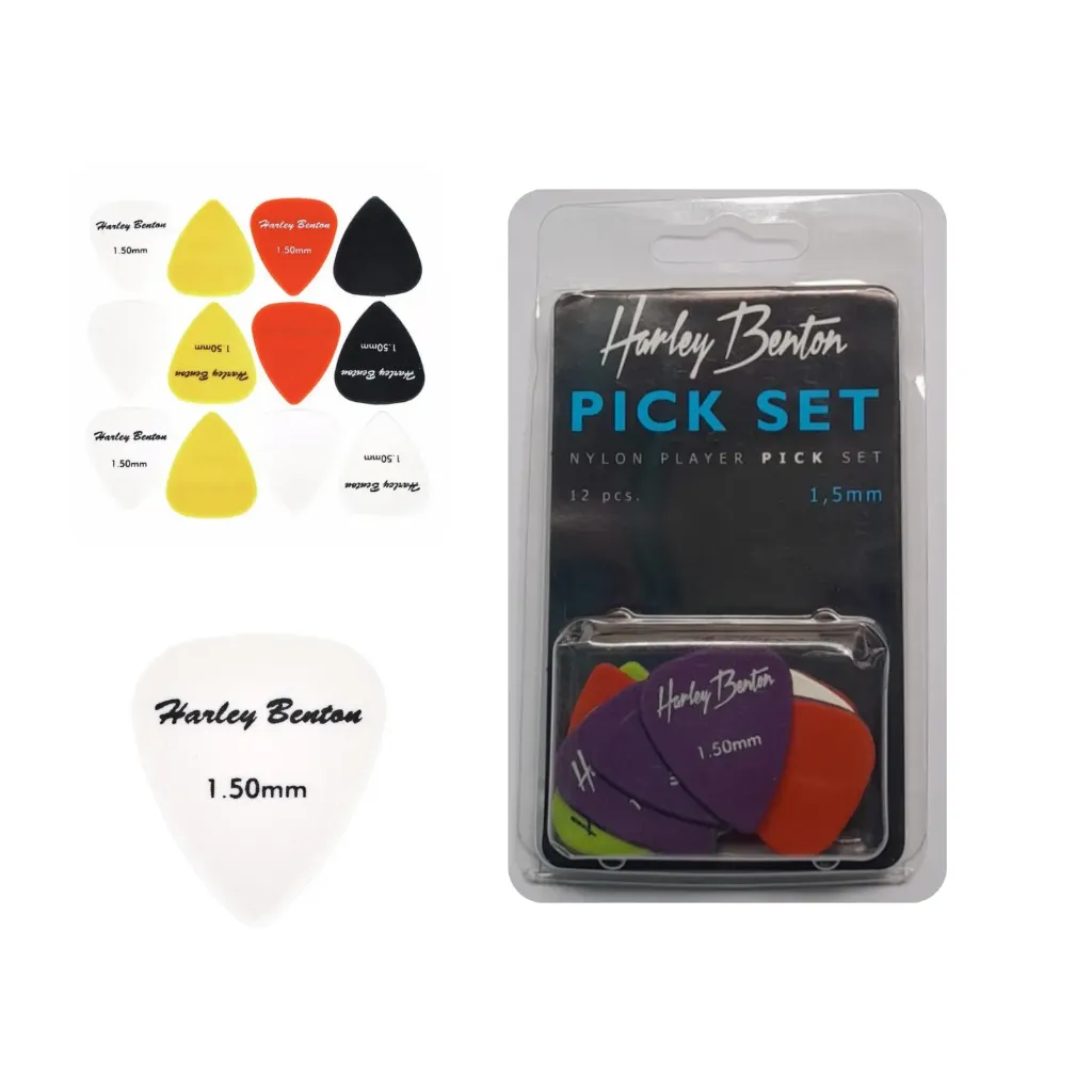 Harley Benton_Nylon150_Jeu de 12 médiators multicolores épaisseur 1,50mm