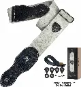 NEFELIBATA_TZ03_Sangle Blanc en CUIR pour Guitares Basse, Electrique et Acoustique Professionnelle