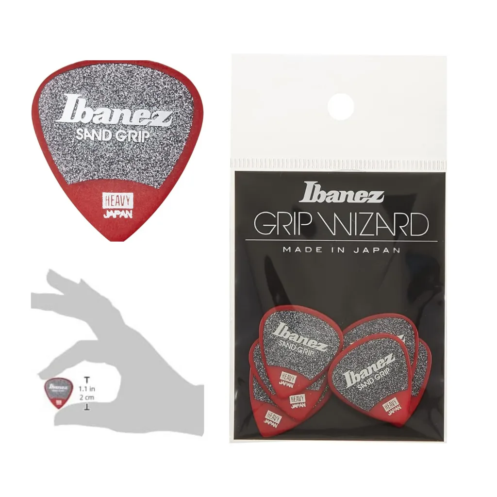 Ibanez_PPA16HSG_R_Jeu de 6 médiators Professionnels GRIP WIZARD à grip sablé (1.0mm)