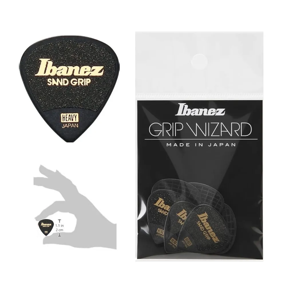 Ibanez_PPA16HSG_N_Jeu de 6 médiators Professionnels GRIP WIZARD à grip sablé (1.0mm)