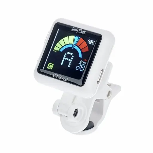 Harley Benton_CTG-20_WH_Accordeur chromatique à pince rechargeable via USB