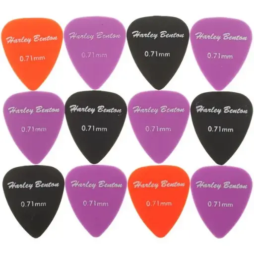 Harley Benton_Nylon071_Jeu de 12 médiators multicolores épaisseur 0,71mm