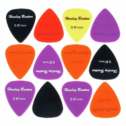 Harley Benton_Nylon081_Jeu de 12 médiators multicolores épaisseur 0,81mm